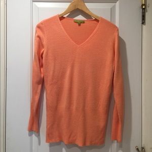 Carolyn Taylor Peach V Neck Pullover Sweater Small